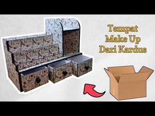 DIY MAKE UP ORGANIZER FROM CARDBOARD | TEMPAT MAKE UP DARI KARDUS