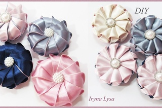 Новые ЗЕФИРКИ🍥 из отдельных лепестков, двусторонний ЦВЕТОК из лент, МК, Ribbon flowers, Tutorial