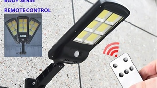 Solar induction street lamp 120 COB with 3 modes for garden, street, deck, fence, patio, path.