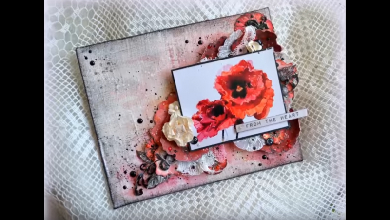 Mixed Media canvas Poppies by Ekaterina Zenevich. Step by step