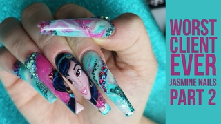 Aladdin Inspired Nails on the Worst Client Ever   Part 2