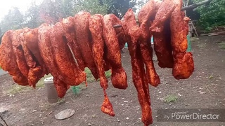 Копчение курдюка баранины.