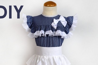 Como hacer una blusa de niña con volante en el canesú.