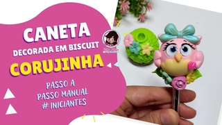 Caneta coruja em biscuit sem molde