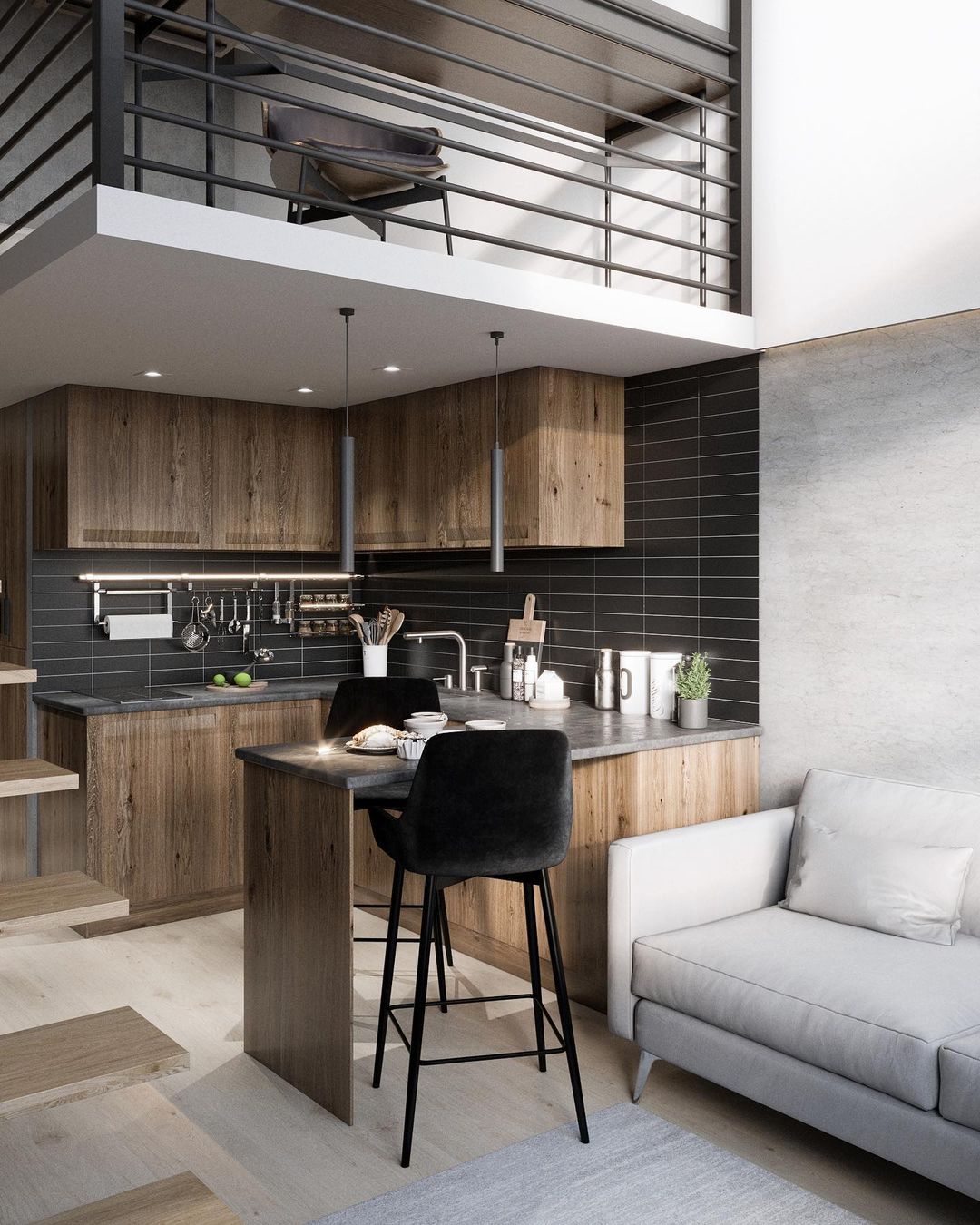 Проект двухуровневой студии 28 кв.